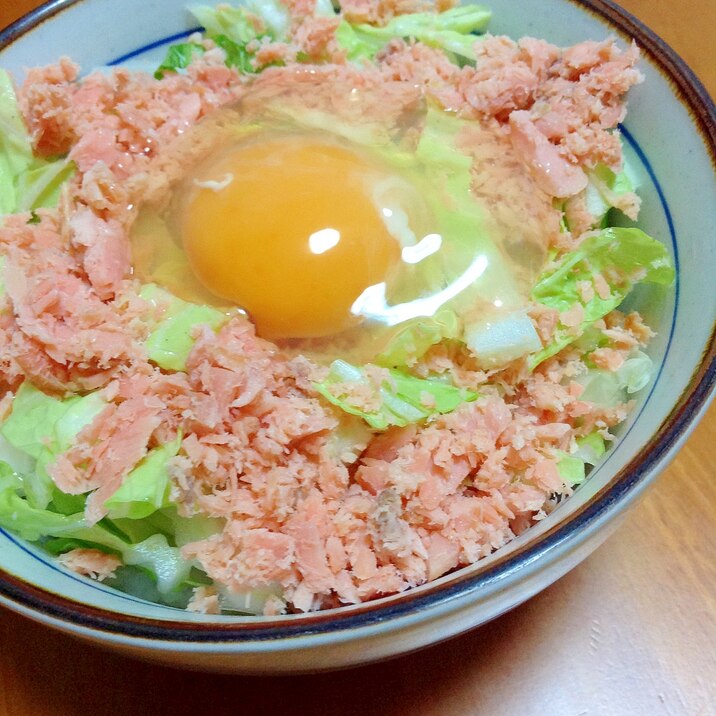 鮭フレークと白菜の丼